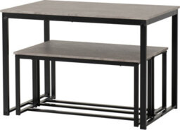 Seconique Lincoln Dining Table And 2 Bench Set Stone Effect And Black - thumbnail 7