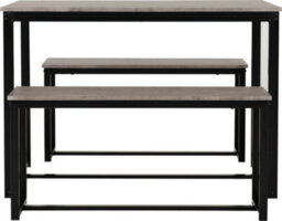 Seconique Lincoln Dining Table And 2 Bench Set Stone Effect And Black - thumbnail 4