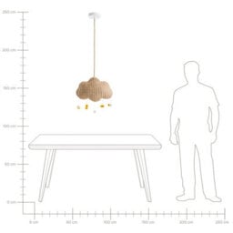 Beliani Cloud Pendant Lamp - Handwoven Natural Rattan Shade, Soft Warm Glow, Boho Kids Bedroom Ceiling Light, Large W33 X D13 X H180Cm - thumbnail 8