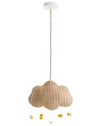 Beliani Cloud Pendant Lamp - Handwoven Natural Rattan Shade, Soft Warm Glow, Boho Kids Bedroom Ceiling Light, Large W33 X D13 X H180Cm - thumbnail 3