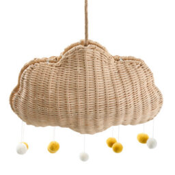 Beliani Cloud Pendant Lamp - Handwoven Natural Rattan Shade, Soft Warm Glow, Boho Kids Bedroom Ceiling Light, Large W33 X D13 X H180Cm - thumbnail 2