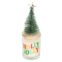 Holly Jolly Pine & Fir Glass Candle With Tree - thumbnail 2