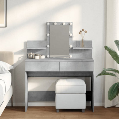 Walplus Dressing Table With Led Concrete Grey 100X40X130 Cm - image 1