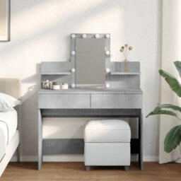 Walplus Dressing Table With Led Concrete Grey 100X40X130 Cm - thumbnail 1
