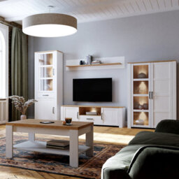 Furniture To Go Bohol Display Cabinet Inc. 2X Led Lights In Riviera Oak/white - thumbnail 6
