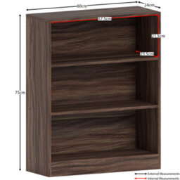 Lassic Vida Designs Cambridge Walnut 3 Tier Low Bookcase Freestanding Shelving Unit (H)750mm (W)600mm (D)240mm - thumbnail 2