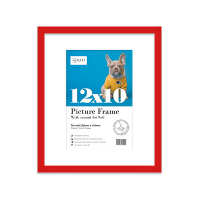 "12X10"" Red Frame With Mount For 9X6"" Pictures 20mm Slim Edge Portrait And Landscape Display With Wall Hooks And Kickstand" - image 1