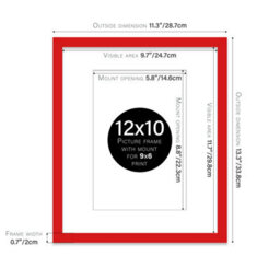 "12X10"" Red Frame With Mount For 9X6"" Pictures 20mm Slim Edge Portrait And Landscape Display With Wall Hooks And Kickstand" - thumbnail 2