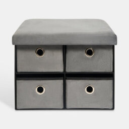 Ohs 4 Drawer Matte Velvet Ottoman Storage Cube Chest Shoe Organiser - thumbnail 3