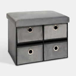 Ohs 4 Drawer Matte Velvet Ottoman Storage Cube Chest Shoe Organiser - thumbnail 4