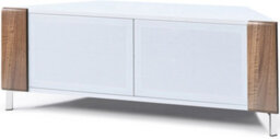 "Mda Designs Corvus Corner-Friendly White With Walnut Profiles White Beamthru Glass Doors Stand For Flat Screen Tvs Up To 50""" - thumbnail 5