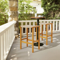 Gainoom Set Of 2 Outdoor Natural Bar Stools 76Cm Bar Height Chairs Patio High Stools Set - thumbnail 6
