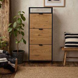 Wyld Haus Taipei Black And Oak 3-Drawer Shoe Cabinet