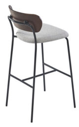 Nordlys Set Of 2 Bar Stools With Wooden Back And Gray Fabric Modern Design Style Dining Room - thumbnail 4