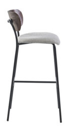 Nordlys Set Of 2 Bar Stools With Wooden Back And Gray Fabric Modern Design Style Dining Room - thumbnail 7