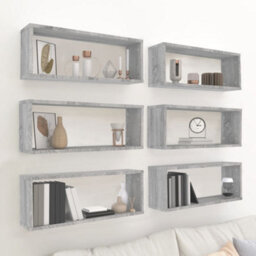 Vidaxl Wall Cube Shelves 6 Pcs Grey Sonoma 60X15X23 Cm Engineered Wood - thumbnail 1