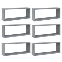 Vidaxl Wall Cube Shelves 6 Pcs Grey Sonoma 60X15X23 Cm Engineered Wood - thumbnail 2
