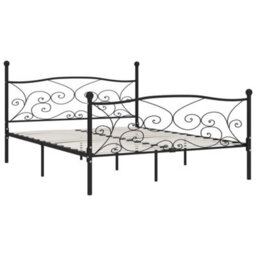 Berkfield Bed Frame With Slatted Base Black Metal 180X200 Cm 6Ft Super King - thumbnail 2