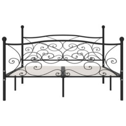 Berkfield Bed Frame With Slatted Base Black Metal 180X200 Cm 6Ft Super King - thumbnail 3