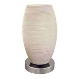 Elegant Satin Nickel Table Lamp With White Glass Shade - E27 Bulb Compatible - thumbnail 1