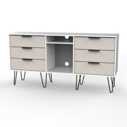 Osaka 6 Drawer Wide Sideboard In Kashmir Matt & White Matt (Ready Assembled) - thumbnail 1