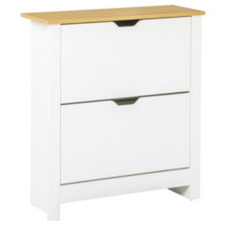 Wyld Haus Eldino Slim White Shoe Cabinet With 2 Flip Drawers And Adjustable Shelves - Holds Up To 12 Pairs - thumbnail 2