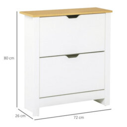 Wyld Haus Eldino Slim White Shoe Cabinet With 2 Flip Drawers And Adjustable Shelves - Holds Up To 12 Pairs - thumbnail 4