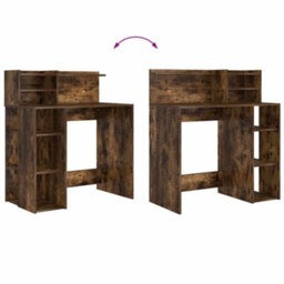 Berkfield Modern Desk With Storage Smoked Oak 90X48X101.5 Cm Engineered Wood - thumbnail 9