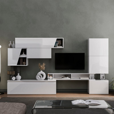 Decorotika Decororika Paris  Moduler Modern Tv Unit Wall Mount Customizable Layout  High Gloss White - image 1