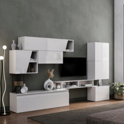 Decorotika Decororika Paris  Moduler Modern Tv Unit Wall Mount Customizable Layout  High Gloss White - thumbnail 2
