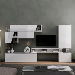 Decorotika Decororika Paris  Moduler Modern Tv Unit Wall Mount Customizable Layout  High Gloss White - thumbnail 1