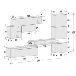 Decorotika Decororika Paris  Moduler Modern Tv Unit Wall Mount Customizable Layout  High Gloss White - thumbnail 6