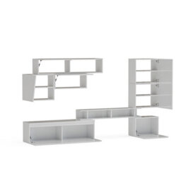 Decorotika Decororika Paris  Moduler Modern Tv Unit Wall Mount Customizable Layout  High Gloss White - thumbnail 5