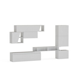 Decorotika Decororika Paris  Moduler Modern Tv Unit Wall Mount Customizable Layout  High Gloss White - thumbnail 4