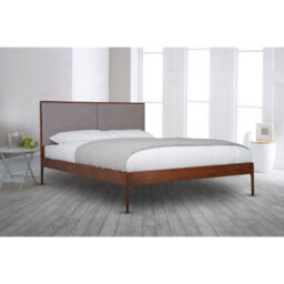 Leon Solid Wooden Bedframe 4Ft Double 5Ft King In Oak Finish Upholstered Headboard Included - thumbnail 2