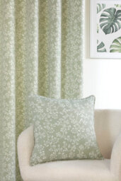Sundour Sade - Fully Lined Floral Curtains - Eyelet - Polycotton (Green, Filled Cover - 18'' X 18'' (Single)) - thumbnail 1