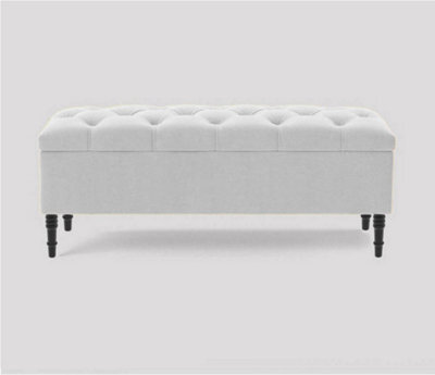 150Cm Swiss Chesterfield Ottoman Storage Bench -Upholstered Naples Shoes Bench - Grey Footstool With Storage - image 1