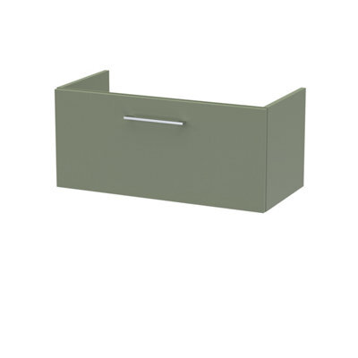 Hudson Reed Arno 800mm Wall Hung 1-Drawer Unit-Satin Green - image 1