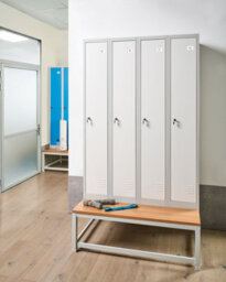 Beliani 4-Door Storage Locker With Bench Athlete Metal Grey/ White - thumbnail 2