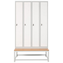 Beliani 4-Door Storage Locker With Bench Athlete Metal Grey/ White - thumbnail 5