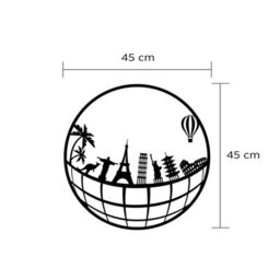 Decortie Modern Metal Wall Art Travel Theme Home Ornament Decorative Minimalist Design Hanging Wall Sculpture, Black - thumbnail 4