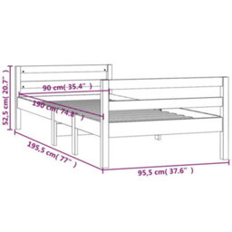 Berkfield Bed Frame 90X190 Cm 3Ft Single Solid Wood Pine - thumbnail 8