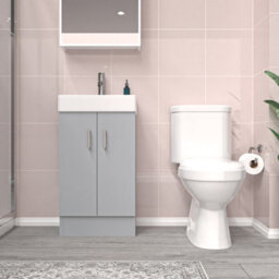 Nes Home 450mm Freestanding Basin Vanity Unit Matte Grey Rimless Toilet - thumbnail 2