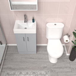 Nes Home 450mm Freestanding Basin Vanity Unit Matte Grey Rimless Toilet - thumbnail 3