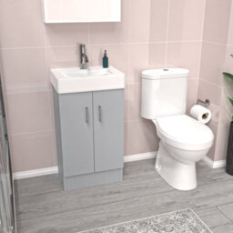 Nes Home 450mm Freestanding Basin Vanity Unit Matte Grey Rimless Toilet - thumbnail 4