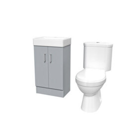 Nes Home 450mm Freestanding Basin Vanity Unit Matte Grey Rimless Toilet - thumbnail 5