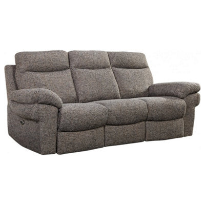 Furniture Instore Tanya Brown Fabric Electric Recliner 3 Seater Sofa - image 1