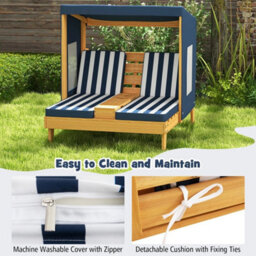 Kids Double Chaise Lounge W/ Cup Holders & Awning - thumbnail 7