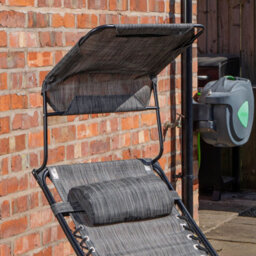 Samuel Alexander Multi Position Garden Gravity Relaxer Chair Sun Lounger With Sun Canopy In Grey - thumbnail 5