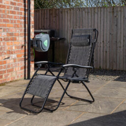Samuel Alexander Multi Position Garden Gravity Relaxer Chair Sun Lounger With Sun Canopy In Grey - thumbnail 3